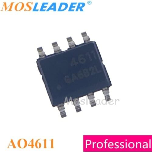 Mosleader AO4611 SOP8 100PCS 1000PCS 4611 N+P Channel 60V 6.3A Mosfet Made in China High quality like original