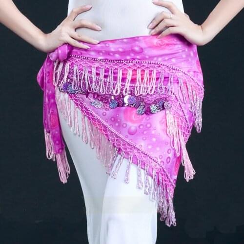 New Arrivel Chiffon Belly Dance Costume Accessories Hip Scarf for Women Practice Triangle Tassel Waist Chain Belt Skirt 89