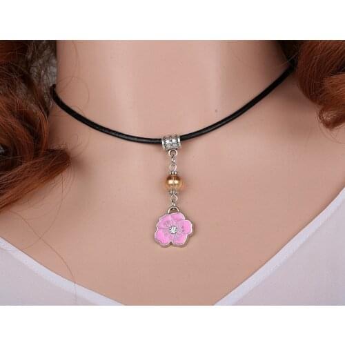 Crystal Beads Flowers Enamel Necklace Pendant Charms Choker Collar Statement Chain Accessories For Women Fashion Jewelry V24