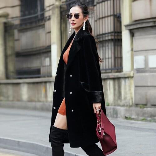 Genuine Coat Women Autumn Winter Warm Thick Real Sheep Shearing Jackets Luxury Top Quality Fur OT1765 MF554