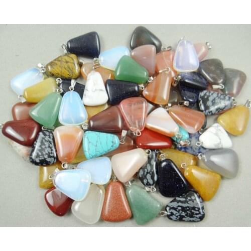 Natural stone Quartz Turquoises crystal tiger eye safety Trapezoid charm pendant for diy jewelry making necklace Accessories