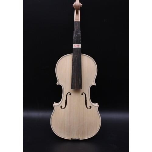 4/4 Full Size Unfinished Violin White violin One piece flame maple Back Spruce Top Hand Made Violin Ebony Fingerboard #3235