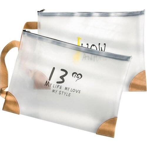 1pc Transparent TPU A4 File Bag Student Stationery Storage Bag Information Waterproof Pencil Bag Office School Supplies