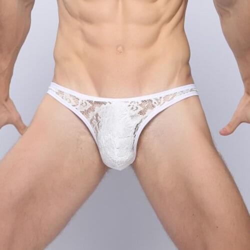 Perspective Mens Lace Porno Thong Underwear Men Sexy Thongs Ultra Thin Hollow Jacquard Male Bikini Hot Erotic Sexy G-string