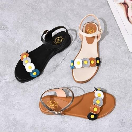 SKLFGXZY Summer New Arrival Girls Sandals Genuine Leather Fashion Flowers Womens Shoes Real Cowhide Sandals Size 34-43