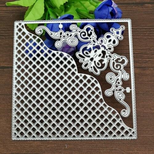 Grid Background Square Frame Metal Cutting Dies Stencils for DIY Scrapbooking DIY Paper Cards Photo Album Decorative Embossing