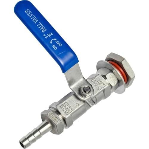 1/2" 304 Stainless Steel Ball Valve w/ Bulkhead & Hose Barb Homebrew Beer Kettle Pot