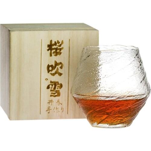 Glass mug snow glass mug with box Japanese creative glass Edo glass whiskey glass spirits niche simple glass water glass niche
