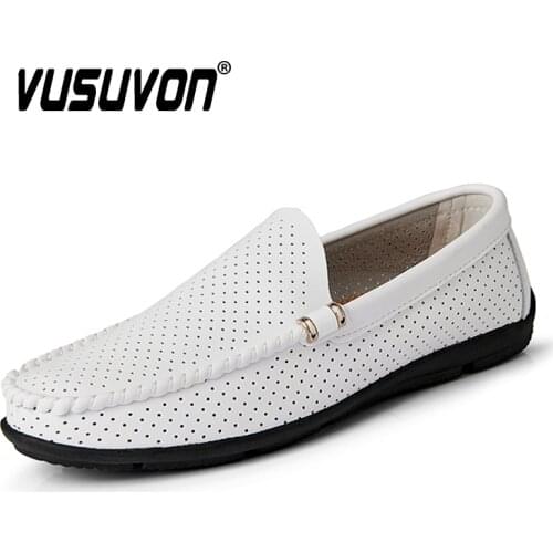 Luxury Men Casual Shoes Fashion Mens Loafers Genuine Leather Men Shoes 2020 Summer Moccasins Slip On Driving Flat Shoes for Male