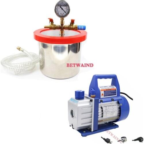1 Gallon Vacuum Chamber and Pump with 2.5/3 CFM Vacuum Pump 110V/220V for Resin Stainless Steel Vacuum Chamber