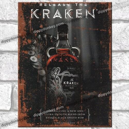 Release The KRAKEN RUM Metal Signs Vintage Retro Wall Plaques Garage Shed Tin UK