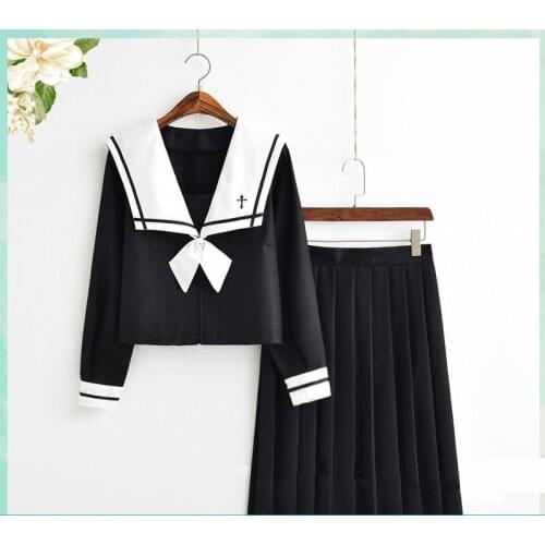 Japanese Uniforms Navy Sailor Suit For Women Kansai Students Long Sleeve Costume School Uniform For Girls