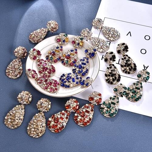 Ztech ZA New Colorful Crystals Drop Earrings Vintage Jewelry Accessories For Women Fashion Trend Rhinestone Pendientes Wholesale