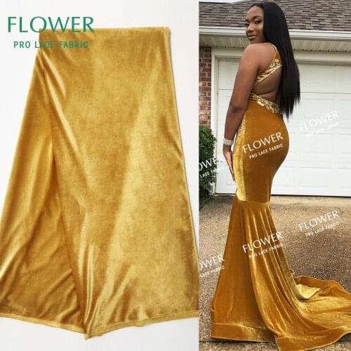 Gold Silk Velvet Fabric Velour Satin Velvet Fabric High Quality Sewing Fabric Material For Dress Stretch African Velvet Fabric