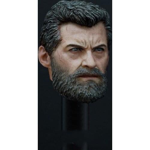 1/6 Old Logan Hugh Jackman Head Sculpt PVC Male Soldier Beard Head Carving Model Fit 12'' Action Figure Body