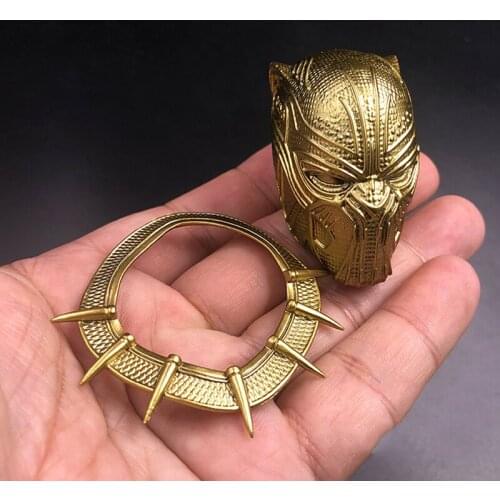 1/6 Scale Golden Color Black Leopard Head Models with Neck Collar for 12''Figures Bodies Accessories DIY