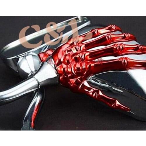 1Pair Red Skeleton Skull Hand Claw Motorcycle Rearview Side Mirror Fit for Harley Honda Suzuki Kawasaki