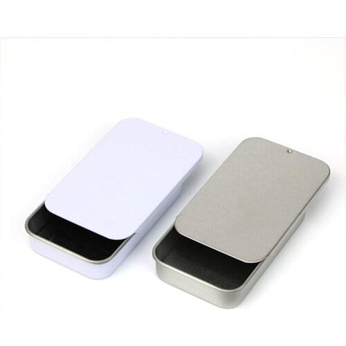 1PC Mini Black Matte Sliding Cover Push-Pull Tin Box Portable U Disk Chewing Gum Metal Box Small Home Ointment Storage Box
