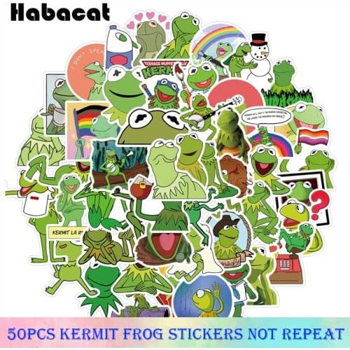 10/50Pcs Kermit Frog Cartoon Stickers Vinyl Waterproof Stickers For Luggage Laptop Bike Skateboard Guitar Fridge Funny Sticker