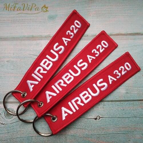 3 PCS Red Airbus A320 Fashion Trinket Keychain Embroidery Aviation Llavero for Men Flight Crew Gift Sleutelhanger Wholesale