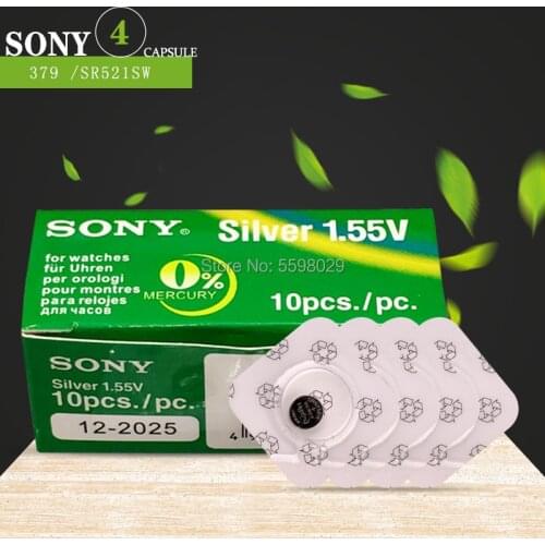 4pcs/lot For Sony 379 Original 1.55V Watch Battery 379 SR521SW D379 SR63 V379 AG0 Button Coin Cell Single grain packing