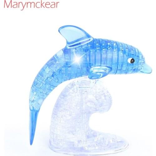 95pcs Puzzles Mini Dolphin 3d Puzzle Learning Toys for Children Toddler Toys Crystal Puzzle Toys in Pink/ Blue