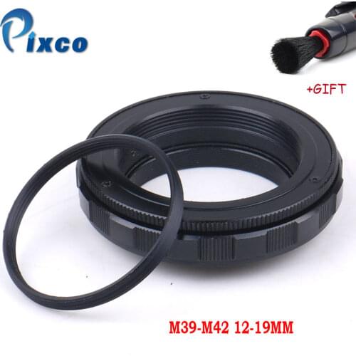 ADPLO M39 to M42 Adjustable Focusing Helicoid Adapter 12-19mm 12mm to 19mm Macro Extension Tube Screw mount Lens Camera