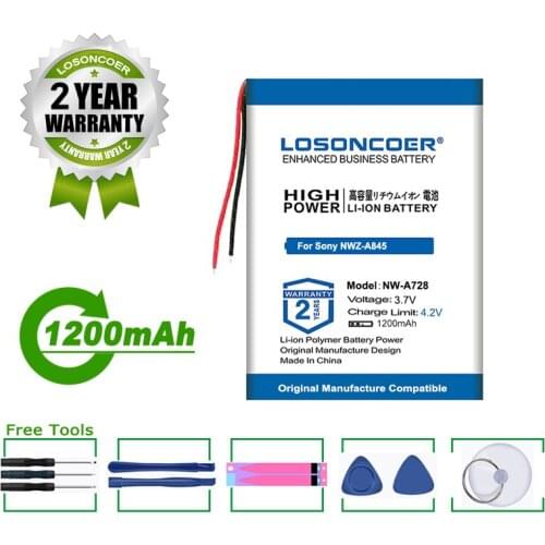 Original LOSONCOER 1200mAh Battery For Sony NWZ-A845 A840 A844 E453 E463 NW-A728 NEZ-E353 NWZ-S755 Player NW-S639 LIS1374HNPA
