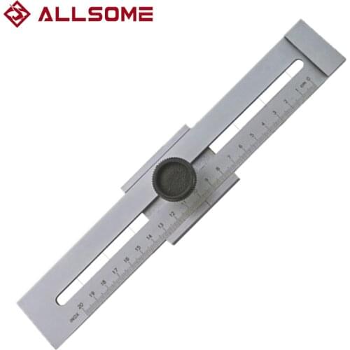 ALLSOME 200mm/250mm/300mm Woodworking Special Measuring Ruler Screw Cutting Marking Gauge Marking Scraper Tool