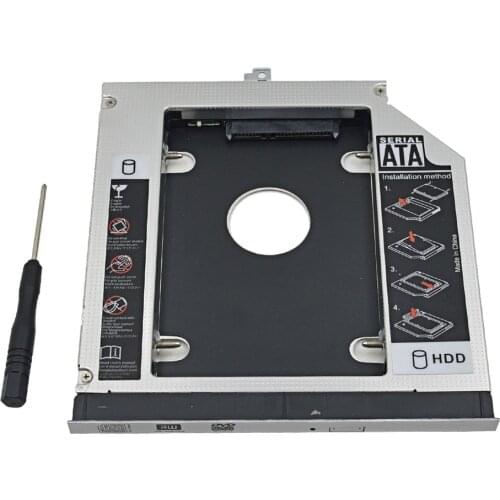 Aluminum 2nd HDD Caddy 12.7mm SATA 3.0 2.5" For Dell Latitude E5400 E5410 E5420 E5500 E5510 E5520 Hard Drive Enclosure Box