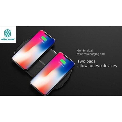NILLKIN 10W Dual Seat Qi Wireless Charger For iPhone X Xs Max 8 9 Samsung Note 10 Pro Fast Wireless Charging Pad Desktop Charger