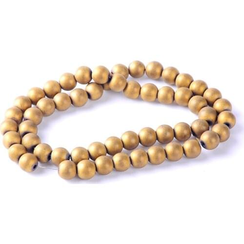 Natural Stone 6/8mm Hematite Beads Yellow Matte Round Loose Beads High quality DIY Necklace Bracelet Jewelry Making Accessories
