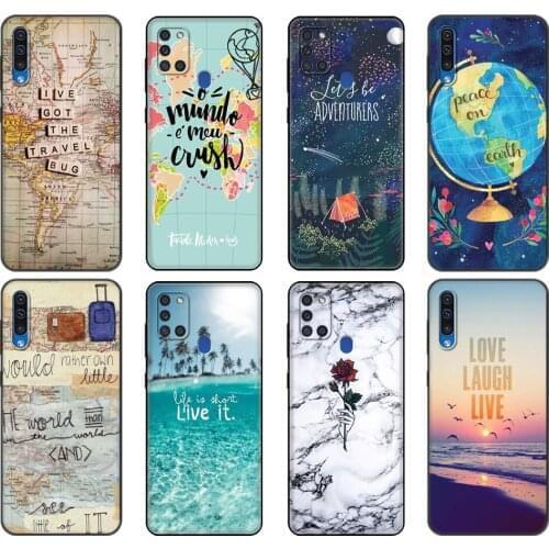 Black tpu Case For Samsung Galaxy A50 50S A30S A10 A11 A21S A31 A41 A51 A71 M21 M30S S10 LITE Cover Summer Travel Pack your Bags