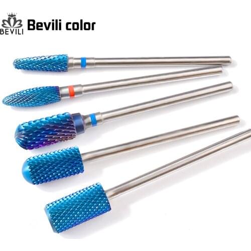 2021 New Blue Coating Tungsten Carbide Burrs Nail Drill Bits Machine Milling Cutter File Nail Art Tools Nail polish pen head