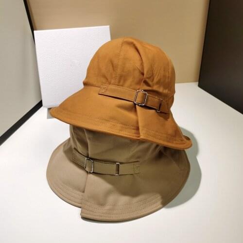 202107-2502F038 new japan style fold brim solid street bucket cap men women leisure hat