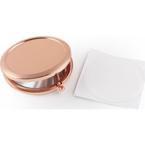 Round Mirror Compact Blank Plain rose gold Color For DIY gift mirror 18413-4