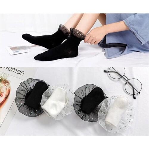 Lolita lace lace stockings lace sweet stockings lace side piles of socks Korean retro literary socks B615