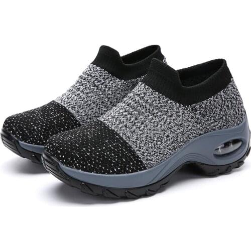 Large Size Massive Womens Running Shoes Socks Sneakers for Women Platform Sport Shoes Sports Shoes for Women Gray Knit B-473
