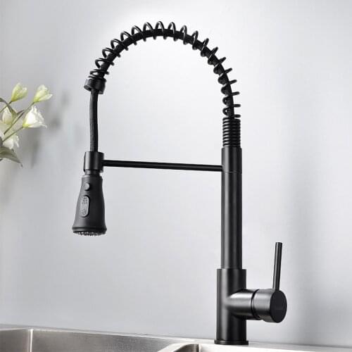 Matte Black Kitchen Faucet Deck Mounted Mixer Tap 360 Degree Rotation Stream Sprayer Nozzle Kitchen Sink Hot Cold Taps
