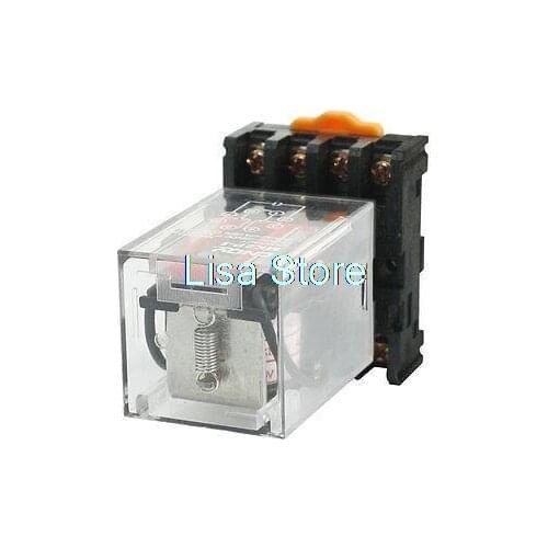 MK2P-I 110VAC 8-Pin DPDT General Purpose Coil Power Relay w Socket Base