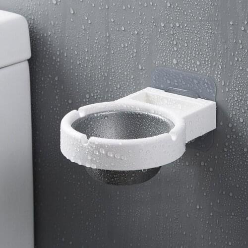Wall- mounted Ashtray Waterproof Stainless Steel Wall Hanging Ashtray for Bathroom Home Office Toilet CLH@8