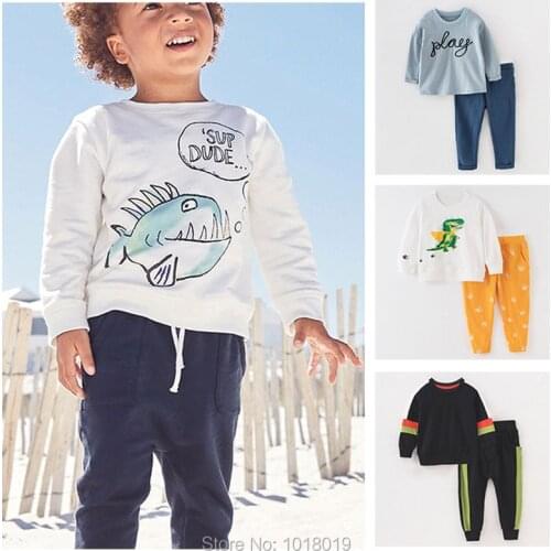 New 2021 Baby Boys Clothes Sets 1-7Y Kids Brand 100% Cotton Long Sleeve T-shirts Pants 2pc Children Suits Outfits Bebe Boys Sets