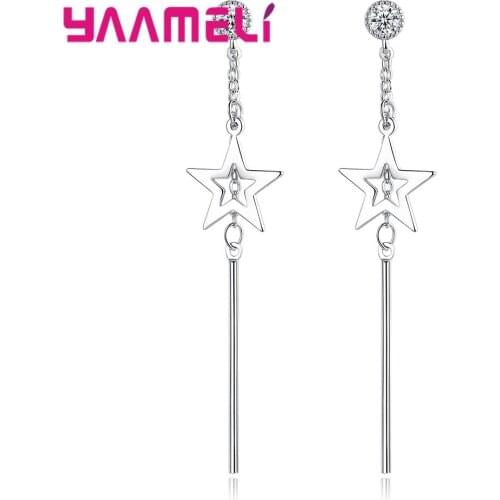 New Arrival Hollow Star Pendant Earrings For Woman/Bridal Wedding Party Jewelry Long Bar Pendientes Brincos Wholesale