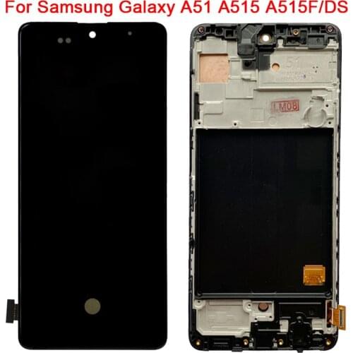 Original A515F LCD For Samsung Galaxy A51 Display With Frame SM-A515FD A515F/DS LCD Touch Screen Digitizer Panel Assembly