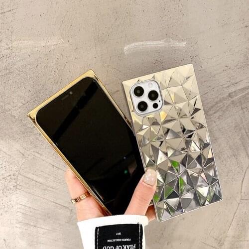 Luxury Laser Square Diamond Pattern Phone Case For iPhone 12 Mini 11 Pro Max X Xs Max Xr 7 8 Plus SE2020 Shockproof