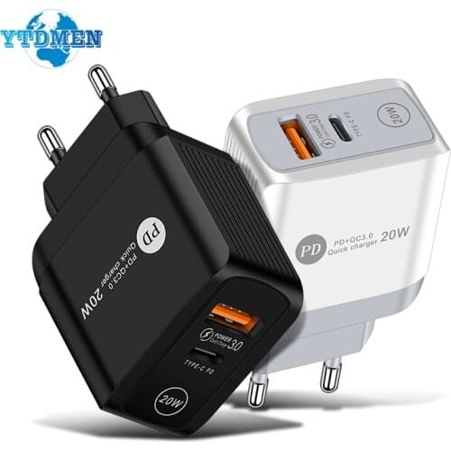 20w wall charger pd Portable fast Chargers For iphone 11 samsung s10 xiaomi mi 9t USB adapter qc 3.0 mobile phone accessories