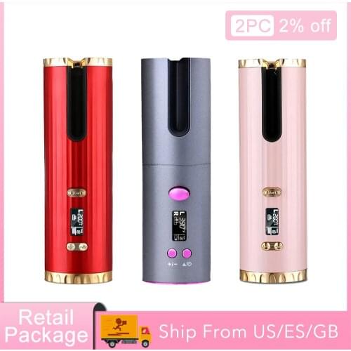 Hair Curler Cordless Curling Iron LED Display Hair Iron Curly Rotating Hair Waver Automatic Hair Curler Styler Hair Crimper