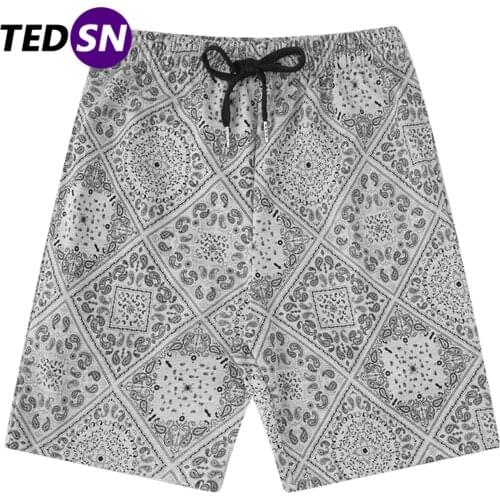 Lattice Cashew Flower Shorts Oversized Hip Hop Cargo Shorts Streetwear Joggers Pockets Baggy Pant 2021 Summer Casual Short Mens