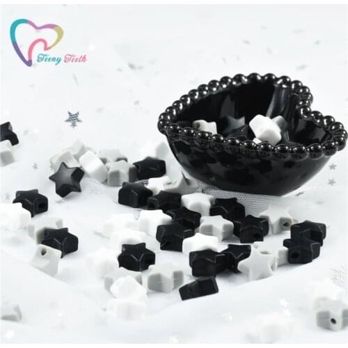 Teeny Teeth 30 PCS Monochrome Colors Combo Star Shaped Silicone Loose Beads BPA Free Chewable Baby Teething Star Silicone Beads