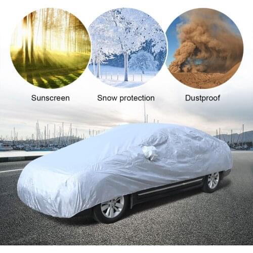 Universal Full Car Snow Ice Sun UV Rain Shade Cover Outdoor Protector Size (Silver)